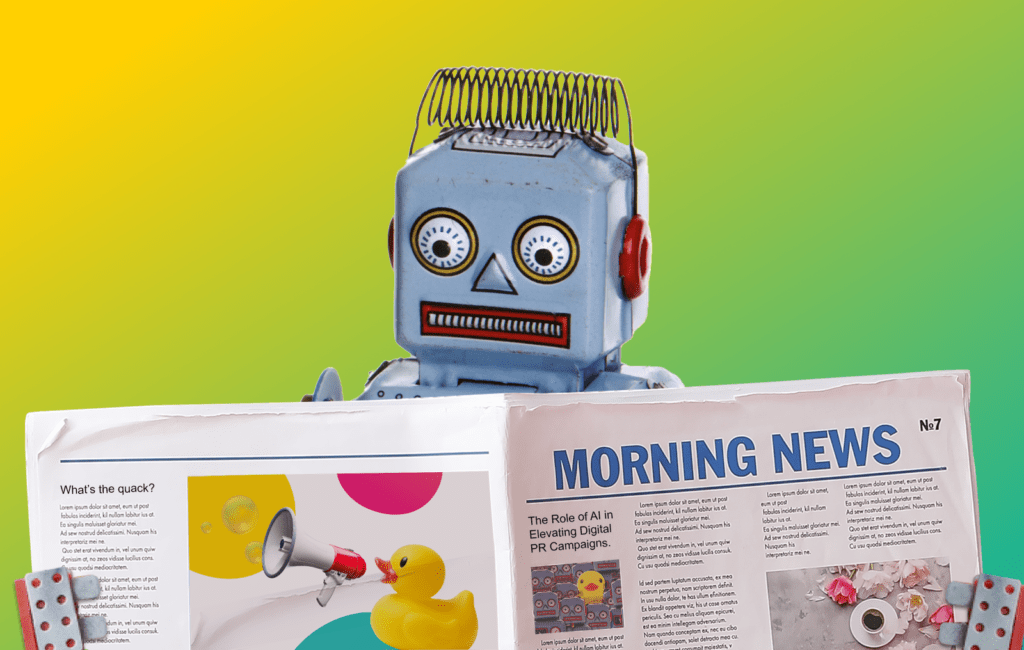 Image of a robot reading a newspaper