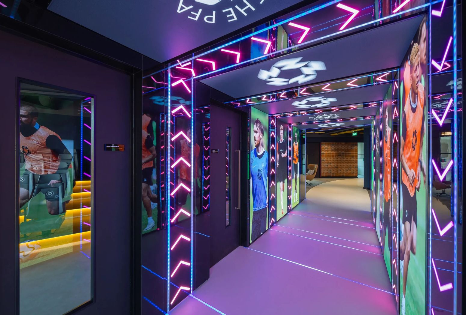 Professional Footballers Association (PFA) immersive LED tunnel in their Manchester office